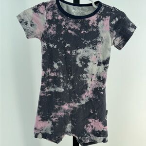 Rags Tie-Dye Short Sleeve Romper - Pink and Black